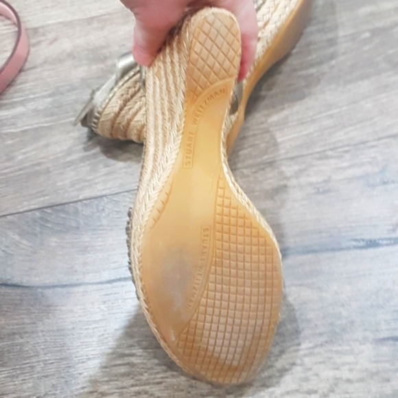 STUART WEITZMAN Gold Leather & Jute Sandals Size 7 - Picture 6 of 8
